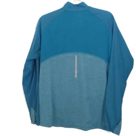 L L Bean Aqua Blue Thumb Hole Long Sleeve Reflective Accents Windbreaker Size L - Picture 11 of 14